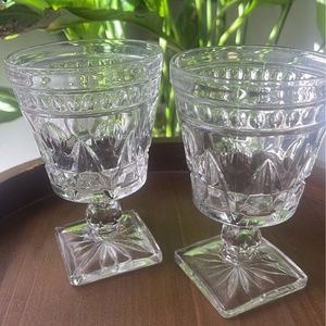 Set of 2 Vintage goblets- pressed clear glass/ excellent condition